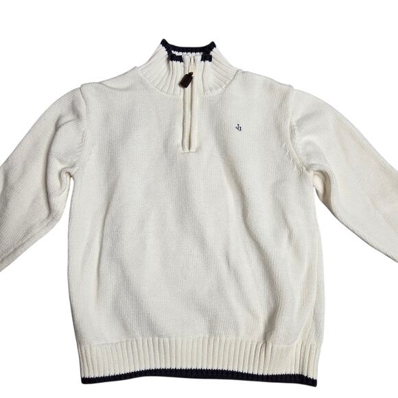 Janie & Jack 1/2 Zip Ivory Knit Boy's Sweater Size: 5 - Picture 2 of 6